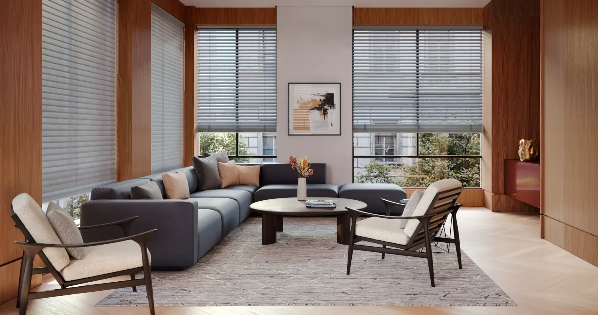 Modern window blinds in Tacoma home